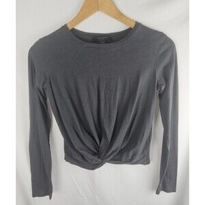 Alllsaints Womens Size Medium Carme Tee Long Sleeve Twist Top Lightweight Gray